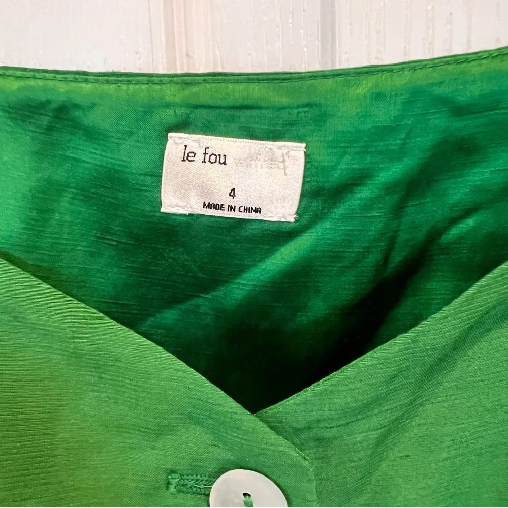 Aritzia Le Fou Wilfred NWOT Michalina Green Dress  Linen Blend Size 4 - Picture 7 of 17